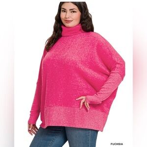 New!Plus Size Women's Fuchsia Turtleneck Sweater Size 2X 3X